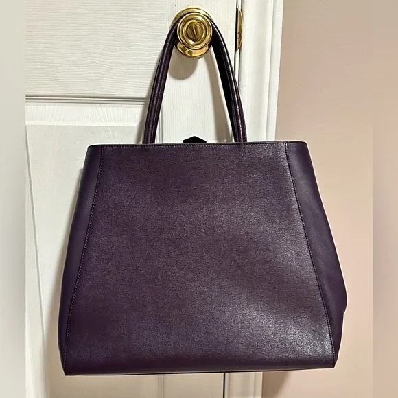 Fendi 2 Jours Plum Large Leather Tote Bag - Picture 3 of 17